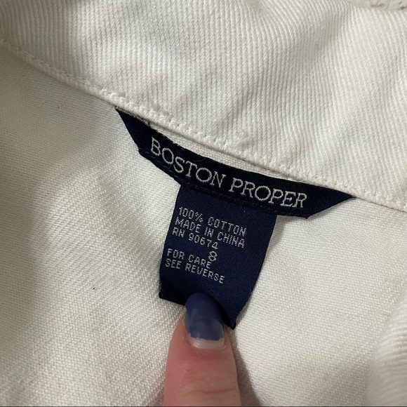 BOSTON PROPER DIY White Floral Lace Denim Jacket - Picture 3 of 6